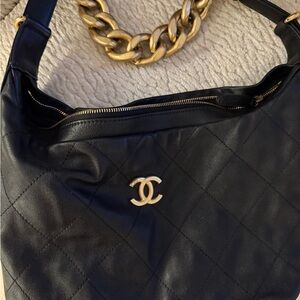 2022 Chanel Black Quilted Leather Shoulder Bag